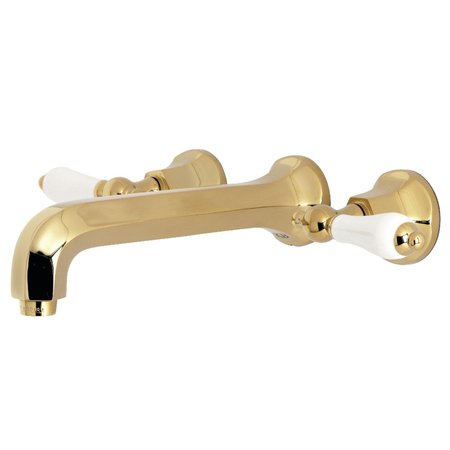 KINGSTON BRASS KS4122PL Metropolitan 2-Handle Wall Mount Bathroom Faucet, Brass KS4122PL